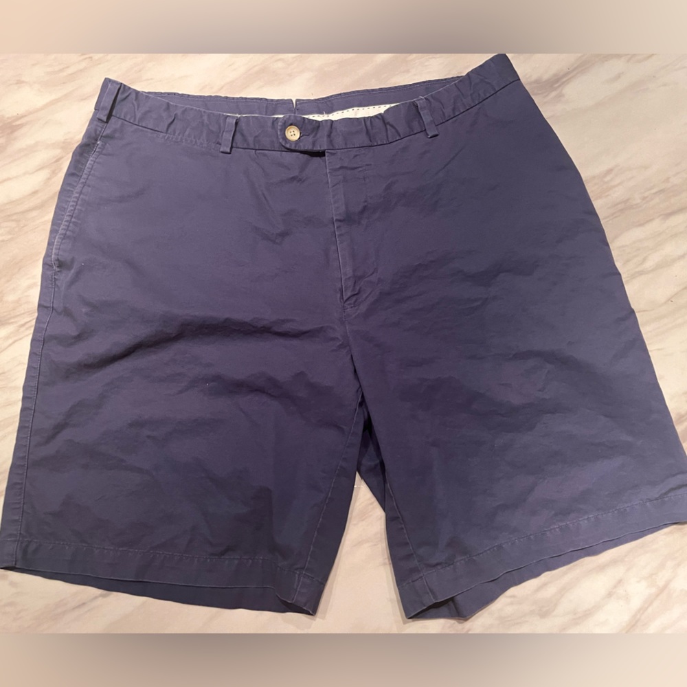 Peter Millar Cotton Gold Shorts Size 38 Navy Blue